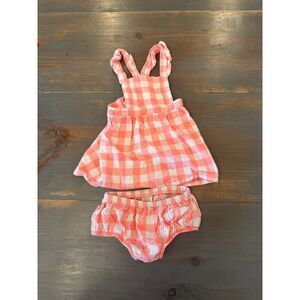 Wonder Nation Girl's Size 3-6 Months Gingham check‎ Two-Piece Outfit Pink/White